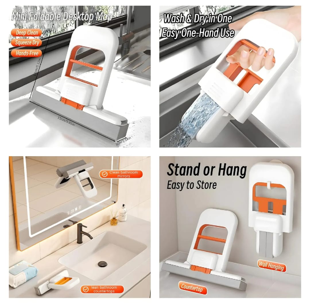 Foldable Mini Mop – Portable Wet & Dry Cleaning Tool