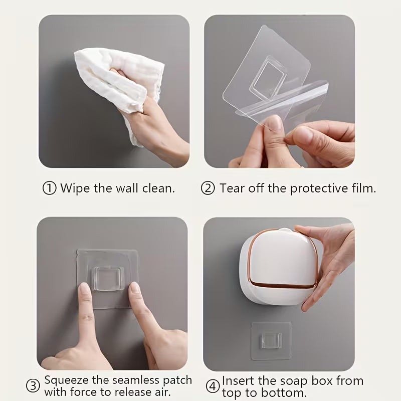 1Pc Wall Mounted Soap Holder With Drain Tray Waterproof For Kitchen and Bathroom