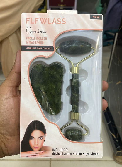 Jade Roller Facial Massager with Gua Sha Tool (soft and cool)