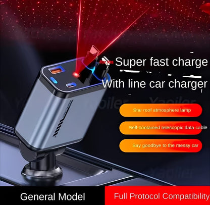 C6 4-In-1 Multi-Functional Car Charger with Star Light