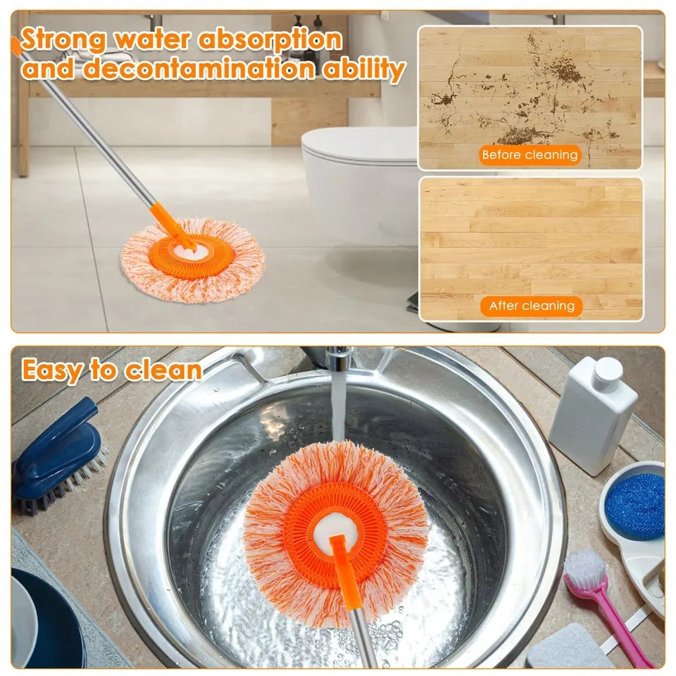 360° Rotating Microfiber Floor Mop with 5 ft Extendable Handle