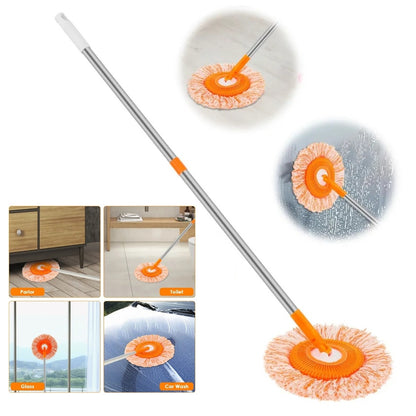 360° Rotating Microfiber Floor Mop with 5 ft Extendable Handle