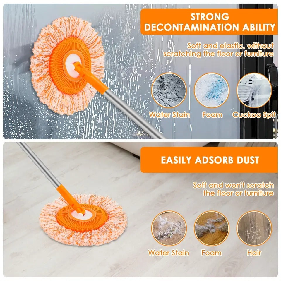360° Rotating Microfiber Floor Mop with 5 ft Extendable Handle