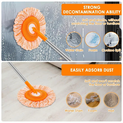 360° Rotating Microfiber Floor Mop with 5 ft Extendable Handle