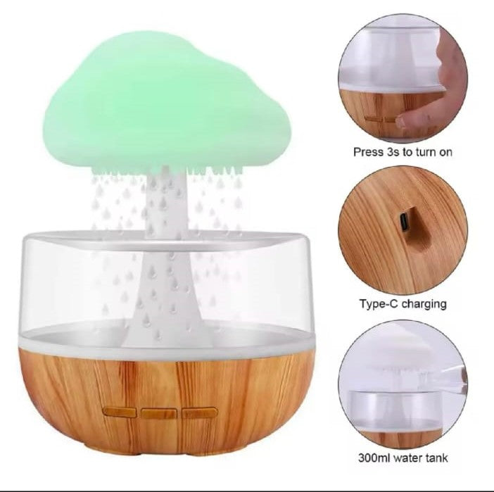 Rechargeable Cloud Rain Aroma Diffuser And LED Humidifier