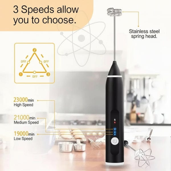 2 In 1 Electric Coffee Beater - Milk Frother And Egg Whisk -USB Rechargeable