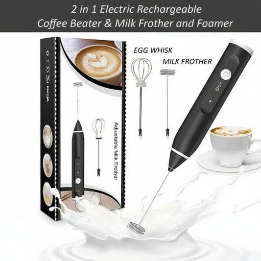 2 In 1 Electric Coffee Beater - Milk Frother And Egg Whisk -USB Rechargeable